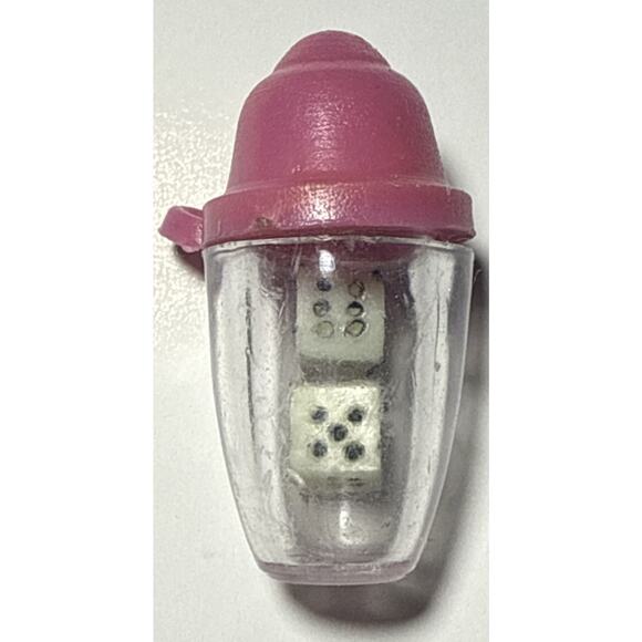 Vintage Miniature Dice in Pink Shaker Container Cracker Jack Charm 1K - Picture 2 of 2